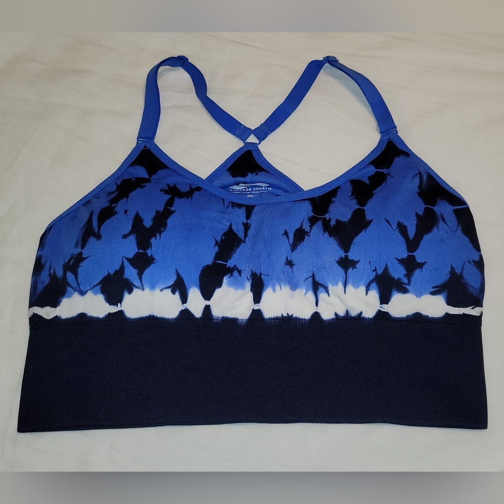 Blue Tie-Dye Cascade Sport Women's Sports Bra